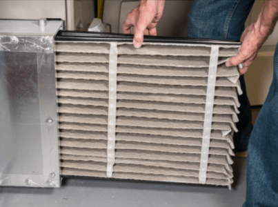 A HEPA Filter getting replaced.